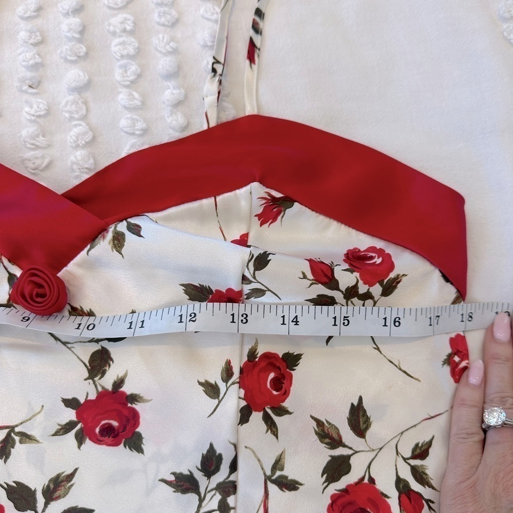 Vintage Y2K Coquette Satin Rose Print Slip Dress - Picture 10 of 12